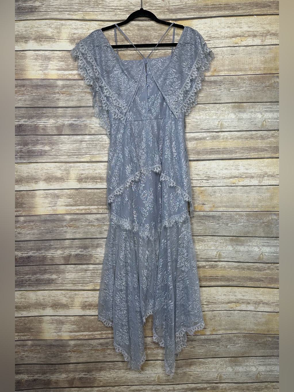 Alice Mccall One Way Silver Tiered Lace Dress Size 4